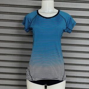 Vogo Athletica Blue & White Strip Tee Top Size M